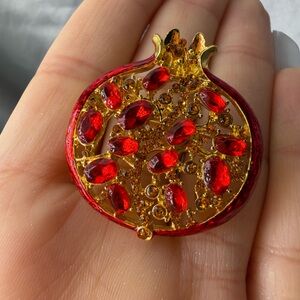 Unique Red and Gold Pomegranate Brooch